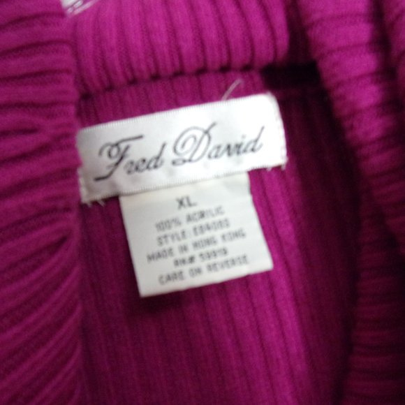 Fred David Fuchsia Knit Sleeveless Cowl neck Sweater Size XL - Picture 2 of 3